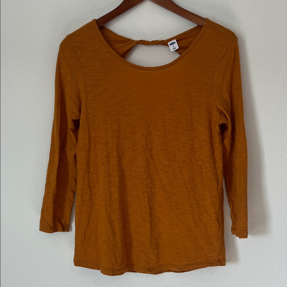 Old Navy Yellow Long Sleeve Open Back Top